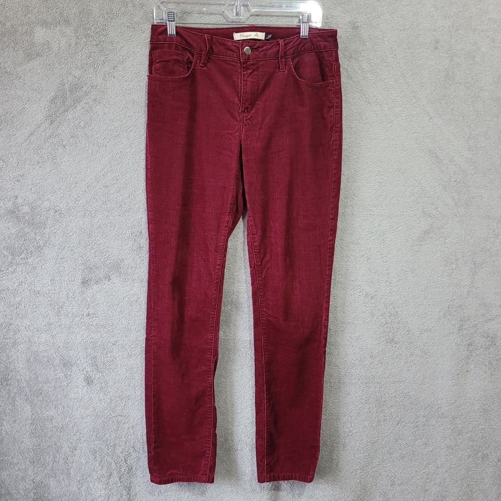 Christopher Blue 8 wine red corduroy pants slim leg mid rise twee preppy office